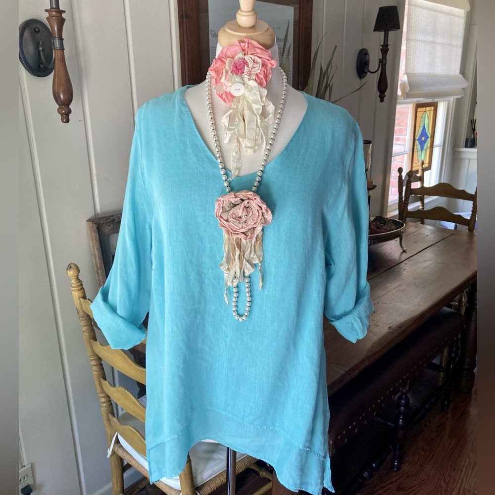 LA Fixsun Turquoise Linen Tunic  SM